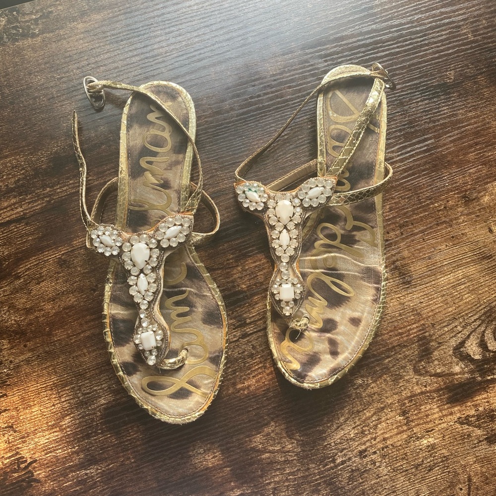 Sam Edelman thong jeweled sandal.